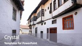  Presentation with turkey style travel - PPT layouts consisting of ottoman style renovated street background and a gray colored foreground