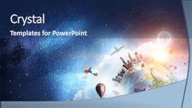  Presentation with astronaut in fantasy world mixed - Presentation design consisting of our great big world mixed background and a ocean colored foreground