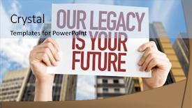  Presentation with legacy - Slides enhanced with our legacy is your future background and a light blue colored foreground