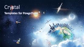  Presentation with universe - Colorful slide set enhanced with our-unique-universe-mixed-media backdrop and a navy blue colored foreground