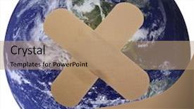  Presentation with heal - Cool new PPT layouts with our world is plastered heal the world - plaster on planet earth backdrop and a coral colored foreground