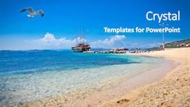  Presentation with footprints and sand beach - Beautiful presentation theme featuring ouranoupolis sandy beach on athos backdrop and a  colored foreground