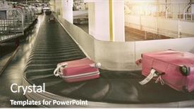  Presentation with airport ground handling - Beautiful presentation theme featuring outbond - luggage on baggage claim backdrop and a tawny brown colored foreground