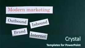  Presentation with green pom pom - PPT theme featuring outbond - themed keywords on green blackboard background and a tawny brown colored foreground