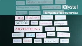  Presentation with rocks words - PPT theme enhanced with outbond - themed words on blackboard background background and a light blue colored foreground