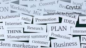  Presentation with words - Audience pleasing PPT theme consisting of outbond - themed words on blackboard closeup backdrop and a sky blue colored foreground