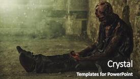  Presentation with creepy - PPT layouts featuring outbraek - creepy scary zombie sitting background and a tawny brown colored foreground