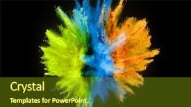  Presentation with explosion - PPT theme enhanced with outburst - colored powder explosion isolated background and a tawny brown colored foreground