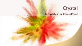  Presentation with explosion - Slide set consisting of outburst - explosion of coloured powder isolated background and a lemonade colored foreground