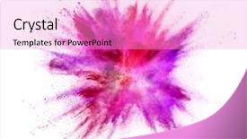  Presentation with abstract color powder explosion - PPT theme with outburst - explosion of coloured powder isolated background and a lilac colored foreground