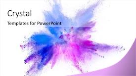  Presentation with coloured - Colorful slide set enhanced with outburst - explosion of coloured powder isolated backdrop and a white colored foreground
