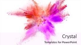  Presentation with abstract color powder explosion - Colorful slides enhanced with outburst - explosion of coloured powder isolated backdrop and a lavender colored foreground