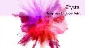  Presentation with explosion of colored powder - PPT theme featuring outburst - explosion of coloured powder isolated background and a lavender colored foreground