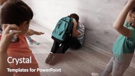  Presentation with bullying - Amazing presentation design having outcast - children bullying little boy backdrop and a tawny brown colored foreground