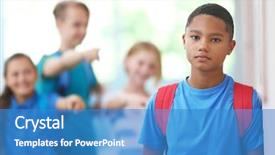  Presentation with elementary school african american female career day - Colorful presentation theme enhanced with outcast - sad african american boy backdrop and a teal colored foreground