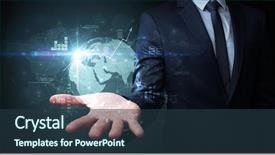  Presentation with information - Amazing slide deck having handing transparent global information flow backdrop and a ocean colored foreground