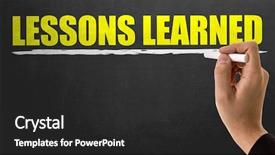  Presentation with lessons learned - Audience pleasing slide deck consisting of recap - lessons learned backdrop and a dark gray colored foreground