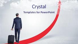  Presentation with red carpet - Audience pleasing presentation theme consisting of the skies with luggage backdrop and a sky blue colored foreground