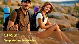  Presentation with ccd camera - Beautiful PPT theme featuring outdoor activities - handsome hiker looking at camera backdrop and a tawny brown colored foreground