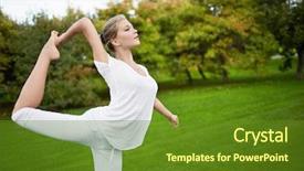  Presentation with gymnastics - PPT theme having outdoor activities - young girl engaged in gymnastics background and a tawny brown colored foreground