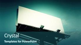  Presentation with creative - Audience pleasing PPT theme consisting of outdoor advertising - billboard with creative light backdrop and a ocean colored foreground
