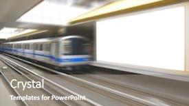  Presentation with railway - Cool new presentation theme with outdoor advertising - blank billboard in railway station backdrop and a gray colored foreground