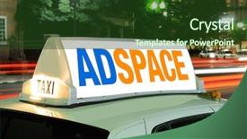  Presentation with fake taxi - Beautiful presentation design featuring outdoor advertising - taxi billboard close-up at night backdrop and a tawny brown colored foreground