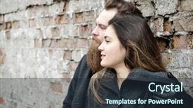  Presentation with brick wall - Slide deck with outdoor against obsolete brick wall background and a  colored foreground