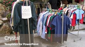  Presentation with yard sale - Slide deck featuring outdoor bargain sale background and a gray colored foreground