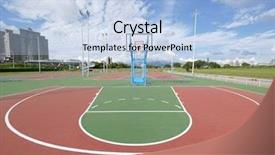  Presentation with basketball court - Audience pleasing slide deck consisting of outdoor basketball court backdrop and a light blue colored foreground