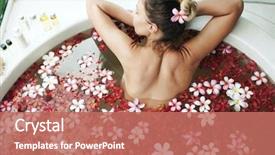 Presentation with luxury lifestyle - Slide set consisting of outdoor bath with tropical flower background and a coral colored foreground