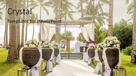  Presentation with beach wedding - Audience pleasing slides consisting of outdoor beach wedding setup backdrop and a mint green colored foreground
