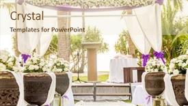  Presentation with beach wedding - PPT layouts featuring outdoor beach wedding setup background and a lemonade colored foreground