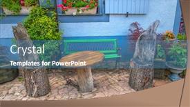  Presentation with cafe - PPT theme with outdoor-cafe-in-meissen-germany background and a teal colored foreground