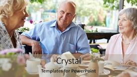  Presentation with photo album page - Amazing presentation design having outdoor cafe one woman turn backdrop and a coral colored foreground