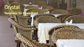  Presentation with outdoor furniture - Audience pleasing slide deck consisting of outdoor cafe row of rattan backdrop and a tawny brown colored foreground