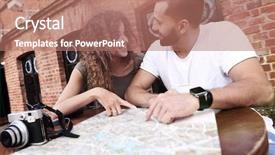  Presentation with cafe - Beautiful PPT theme featuring an outdoor cafe using backdrop and a coral colored foreground