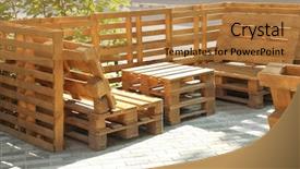  Presentation with secondary raw materials - Beautiful PPT theme featuring outdoor cafe with furniture made backdrop and a  colored foreground