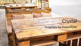  Presentation with secondary raw materials - Amazing slides having outdoor cafe with furniture made backdrop and a  colored foreground