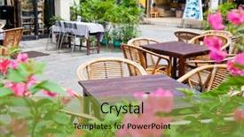  Presentation with cafe - Presentation theme with outdoor cafe background and a gold colored foreground