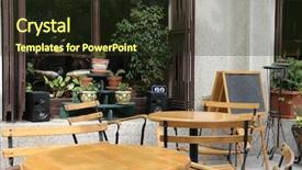  Presentation with speaker - Presentation consisting of outdoor cafe background and a tawny brown colored foreground