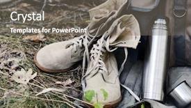  Presentation with camping - Slide deck enhanced with outdoor camping - tourist equipment in the forest background and a gray colored foreground