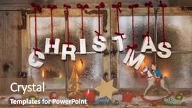  Presentation with christmas candles - Colorful theme enhanced with outdoor christmas window decoration with red candles and text backdrop and a violet colored foreground