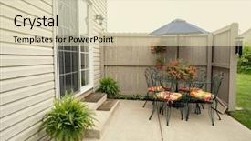  Presentation with ferns - Cool new PPT theme with outdoor condo dining area backdrop and a soft green colored foreground