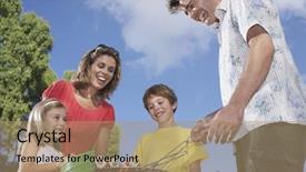  Presentation with cheerful - PPT theme consisting of outdoor cooking - low angle view background and a coral colored foreground