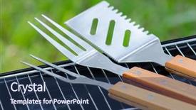  Presentation with stainless steel abstract - Colorful slide deck enhanced with outdoor cooking - stainless steel bbq backdrop and a ocean colored foreground