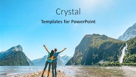  Presentation with active lifestyle - Presentation theme consisting of outdoor-couple-happy-with-arms background and a arctic colored foreground