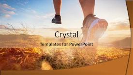  Presentation with morning sunrise - PPT theme featuring outdoor cross-country running background and a coral colored foreground