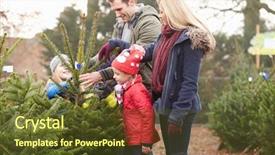  Presentation with family tree - Presentation design consisting of outdoor family choosing christmas tree background and a  colored foreground