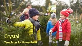  Presentation with family tree - Beautiful slide deck featuring outdoor family choosing christmas tree backdrop and a tawny brown colored foreground